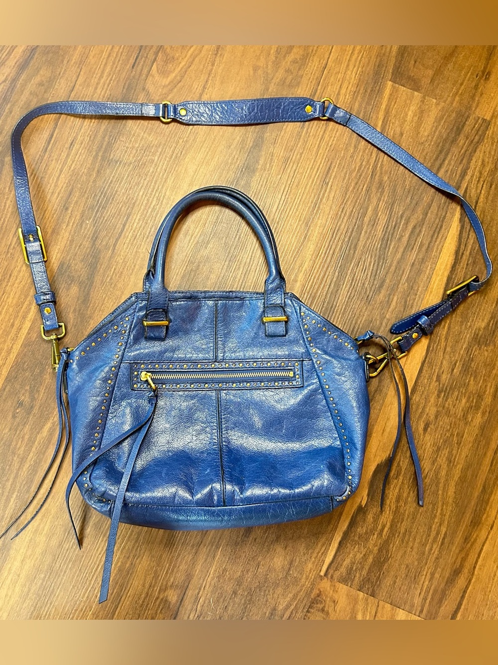Vintage Elliot Lucca Crossbody Satchel with Gold/brass Accents